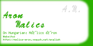 aron malics business card